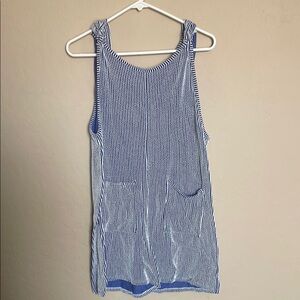 Women’s Blue and White Striped Beach Cover Up Romper